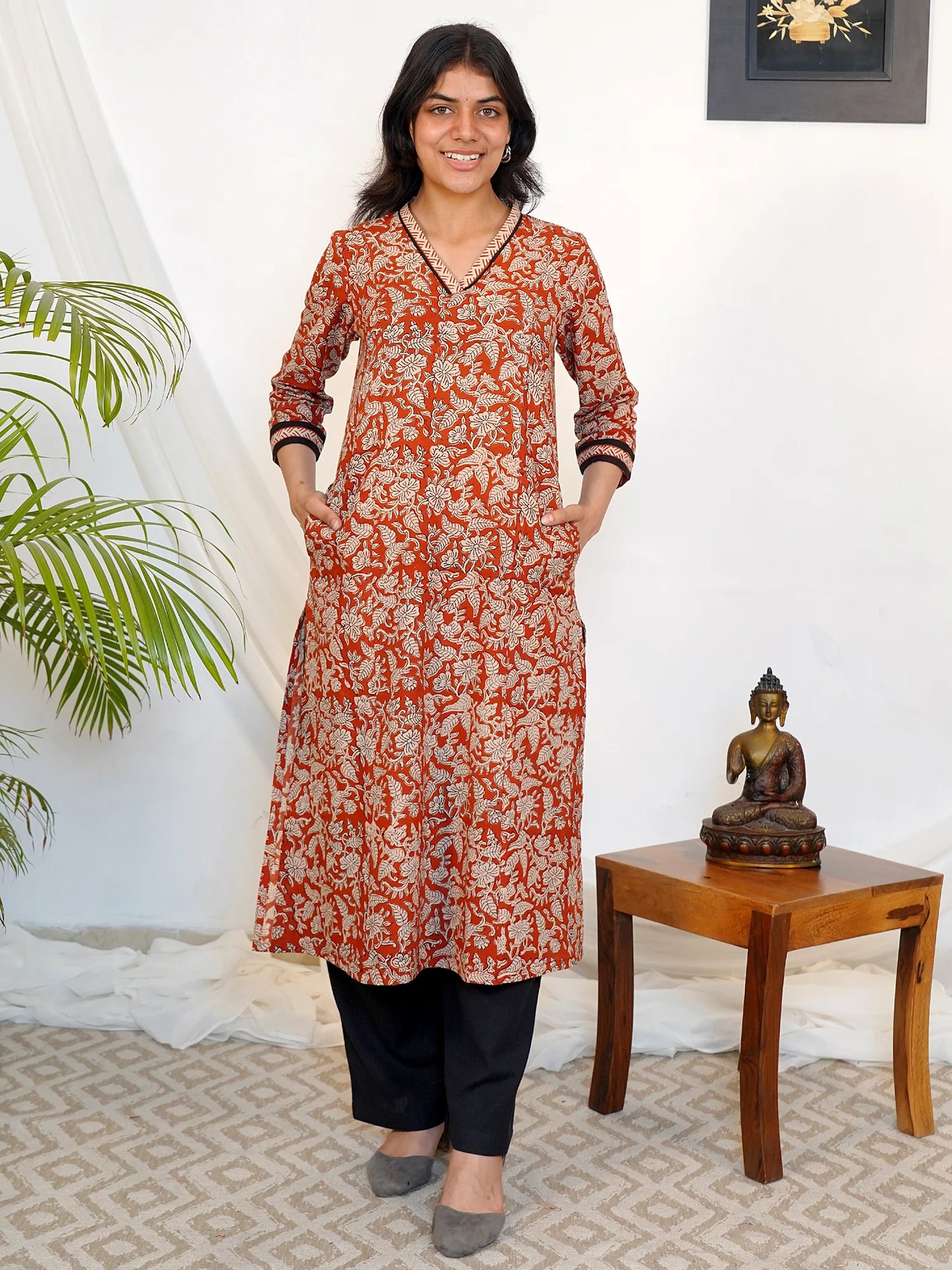 Maroon Petal Charm A-line COTTON Kurta