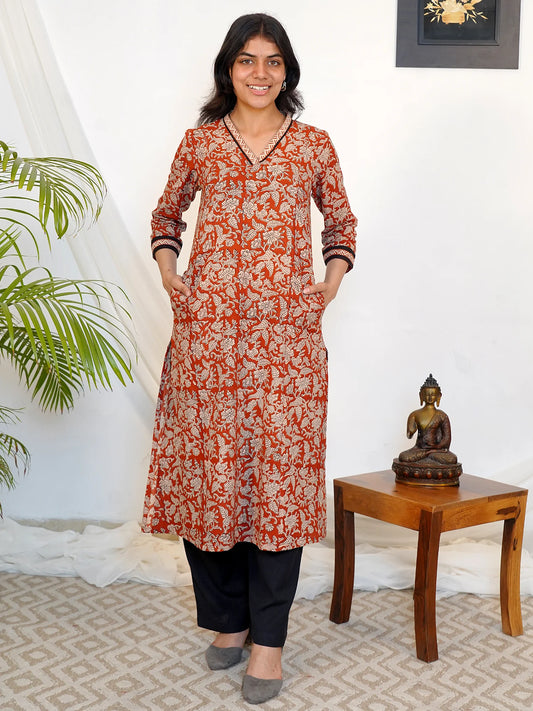 Maroon Petal Charm A-line COTTON Kurta