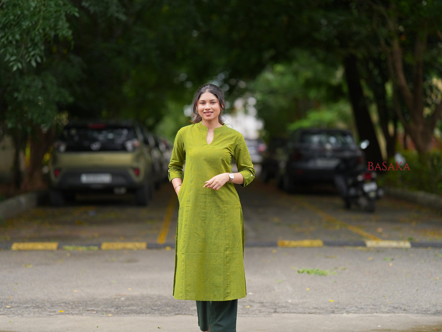 Forest Green Handloom South COTTON A-line Kurta