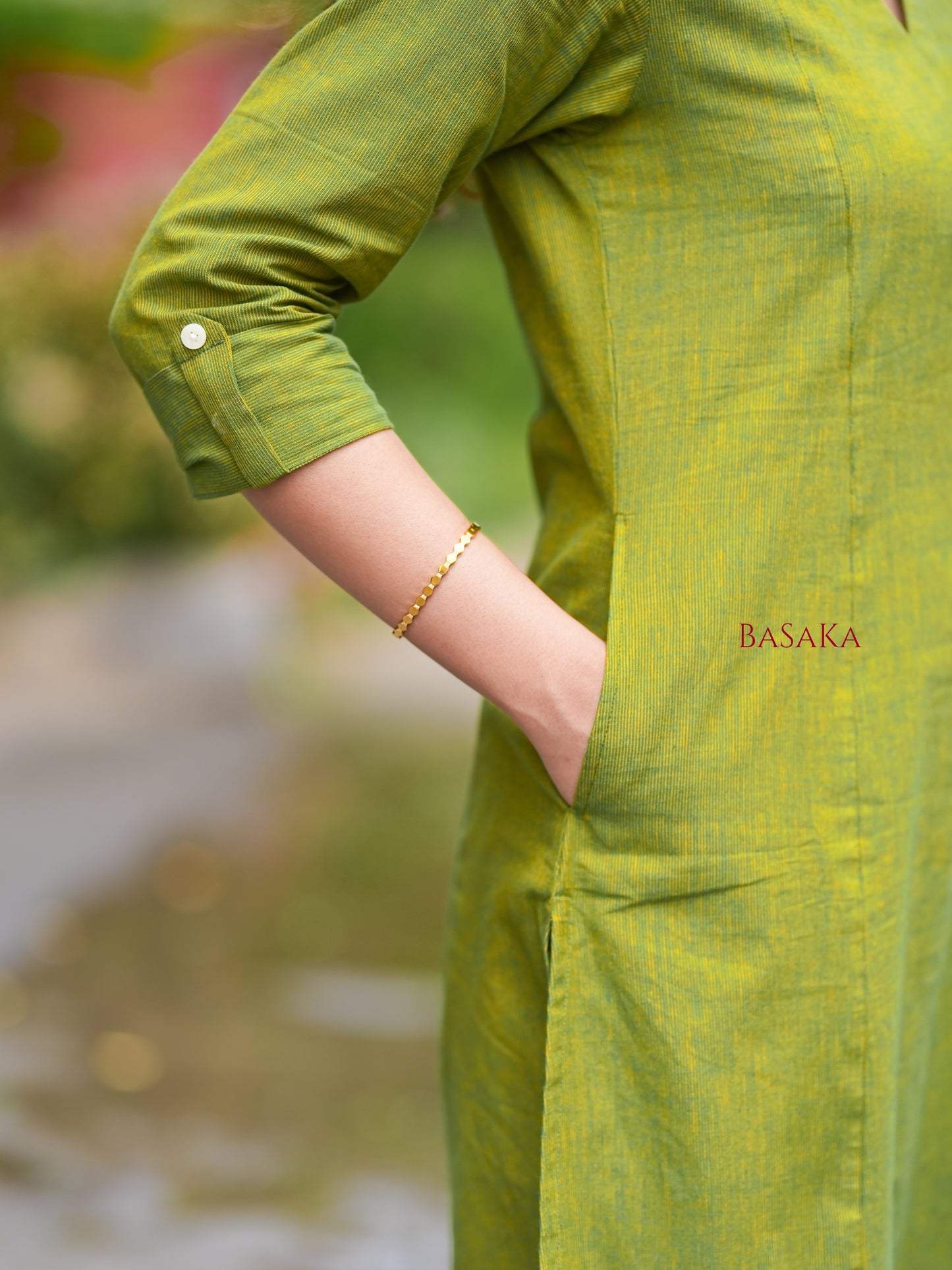 Forest Green Handloom South COTTON A-line Kurta