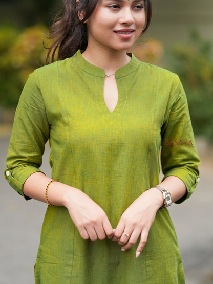 Forest Green Handloom South COTTON A-line Kurta