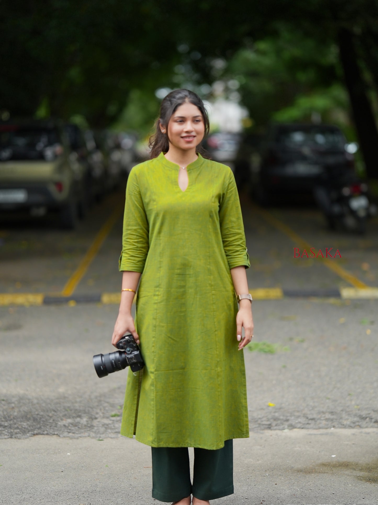 Forest Green Handloom South COTTON A-line Kurta