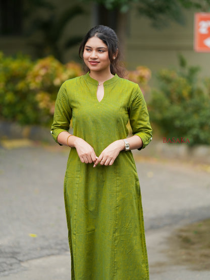 Forest Green Handloom South COTTON A-line Kurta