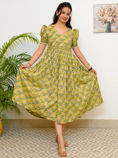 Meadow Green Delight COTTON Dress