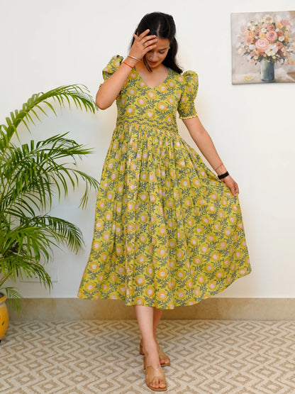 Meadow Green Delight COTTON Dress