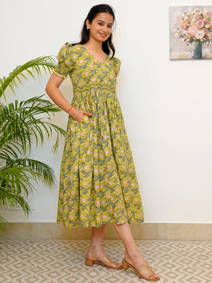 Meadow Green Delight COTTON Dress