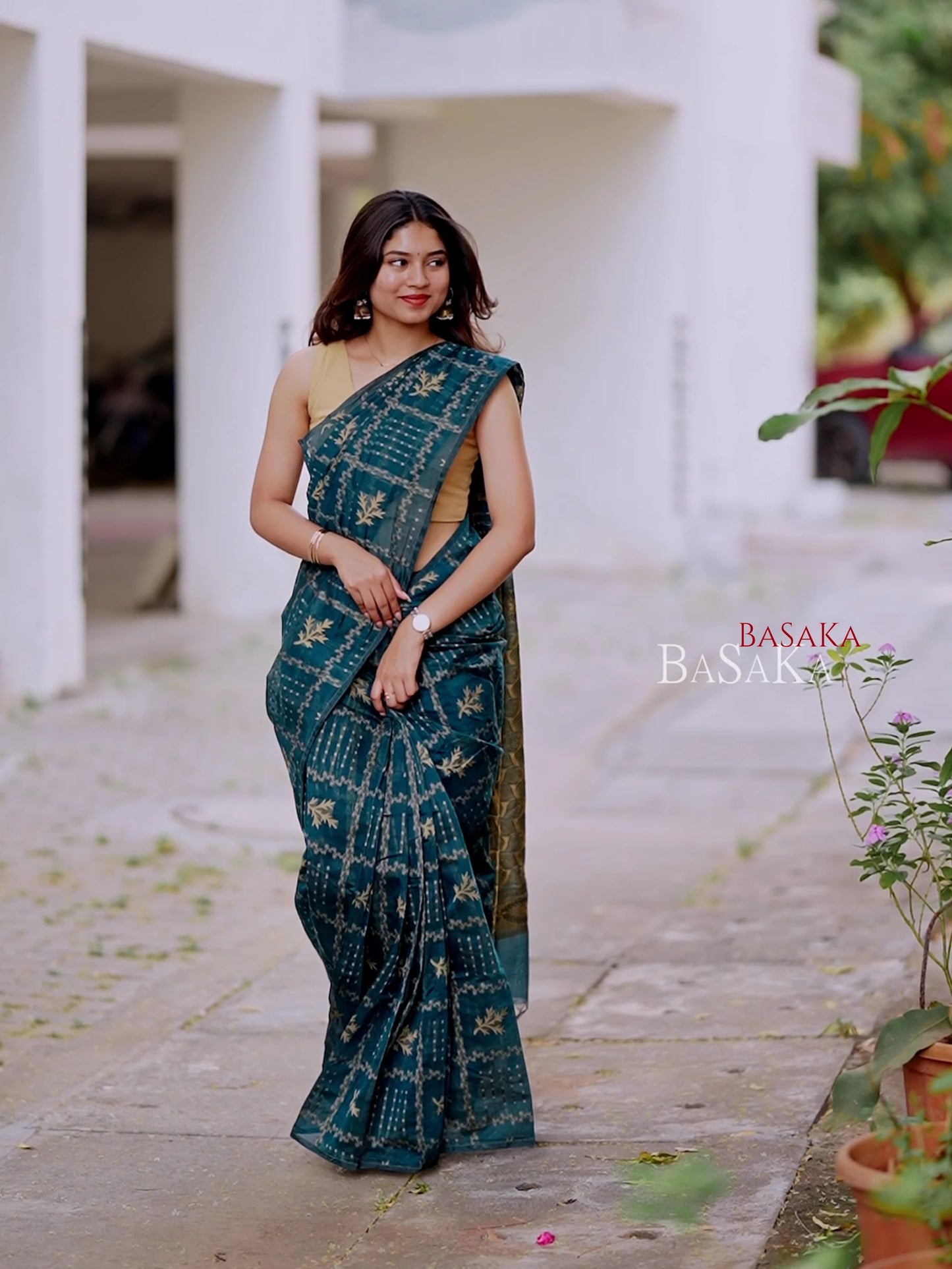 Dark Green Handloom SILK COTTON Saree
