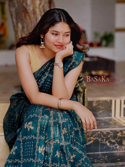 Dark Green Handloom SILK COTTON Saree