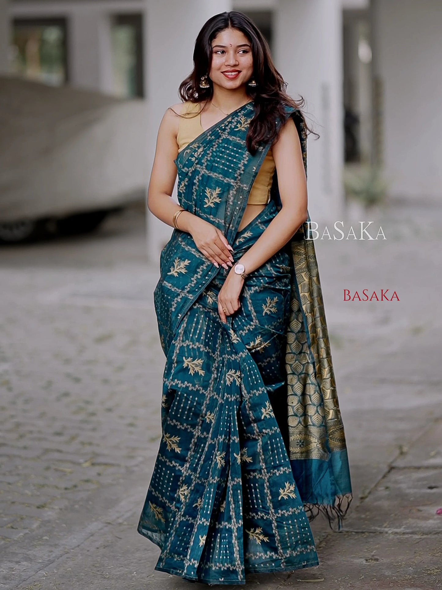 Dark Green Handloom SILK COTTON Saree