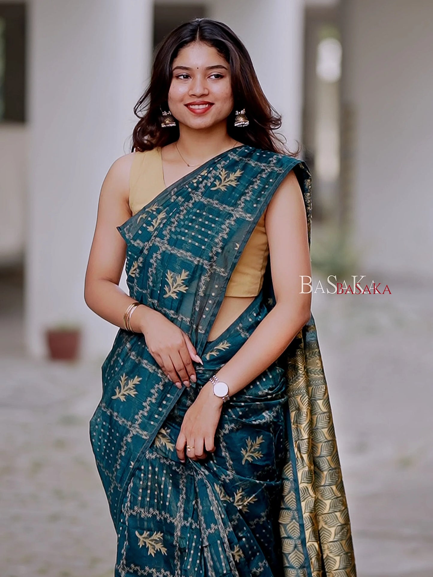 Dark Green Handloom SILK COTTON Saree
