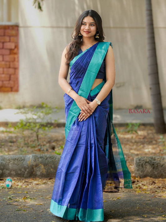 Navy Blue Handloom SILK COTTON Saree