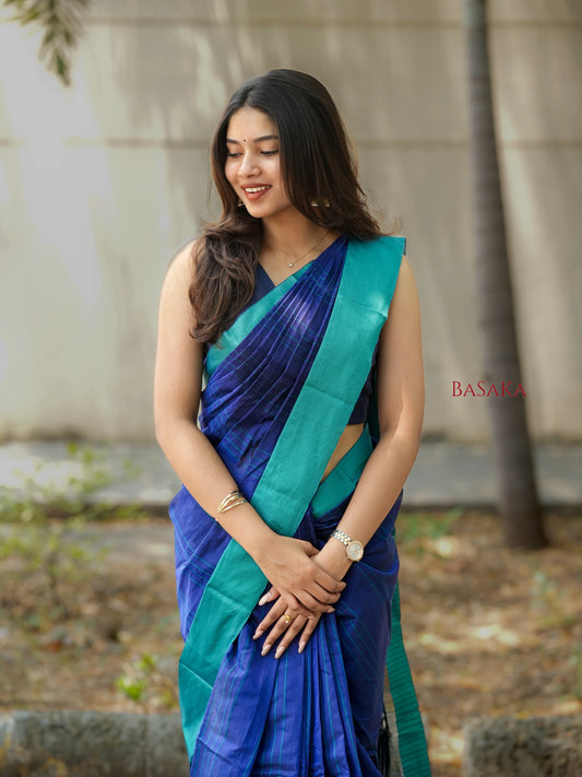 Navy Blue Handloom SILK COTTON Saree