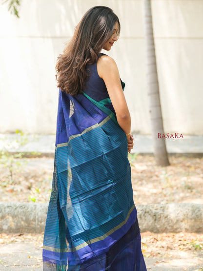 Navy Blue Handloom SILK COTTON Saree