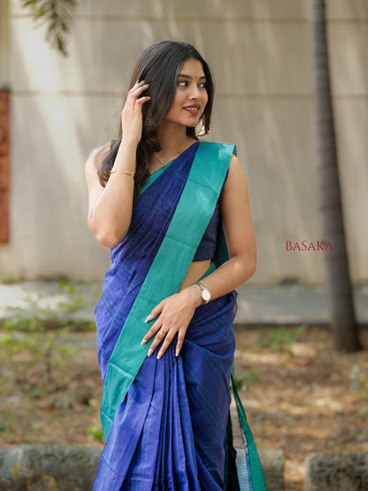 Navy Blue Handloom SILK COTTON Saree