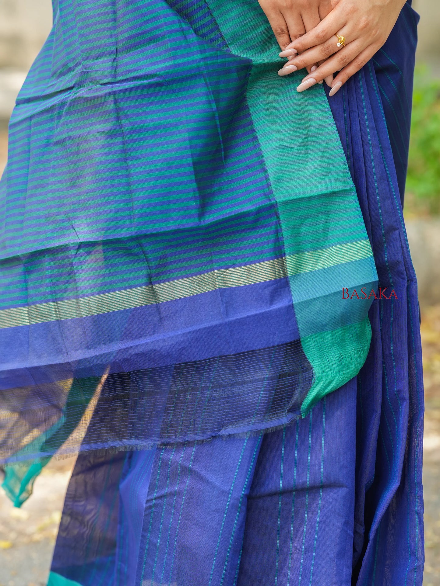 Navy Blue Handloom SILK COTTON Saree