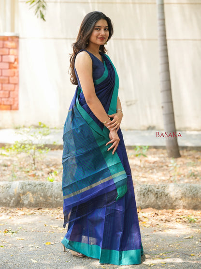 Navy Blue Handloom SILK COTTON Saree