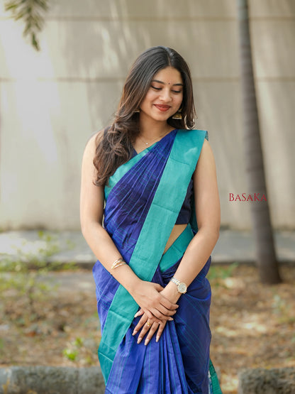 Navy Blue Handloom SILK COTTON Saree