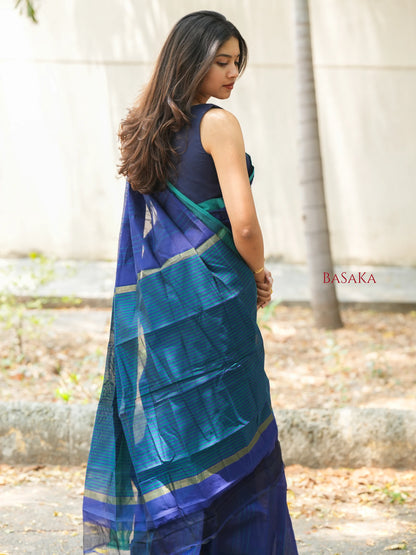 Navy Blue Handloom SILK COTTON Saree