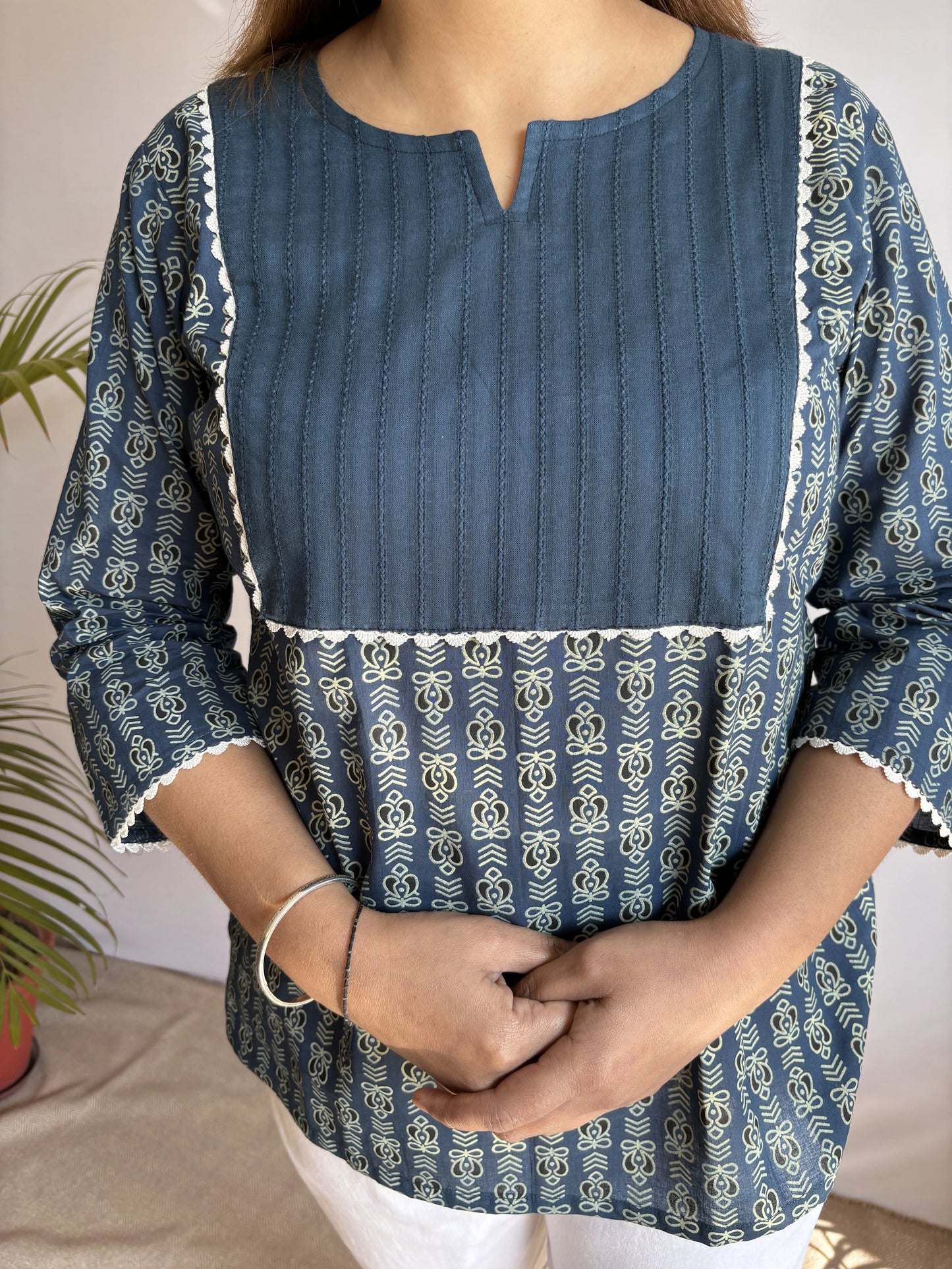 Navy Blue Yoke Kurti