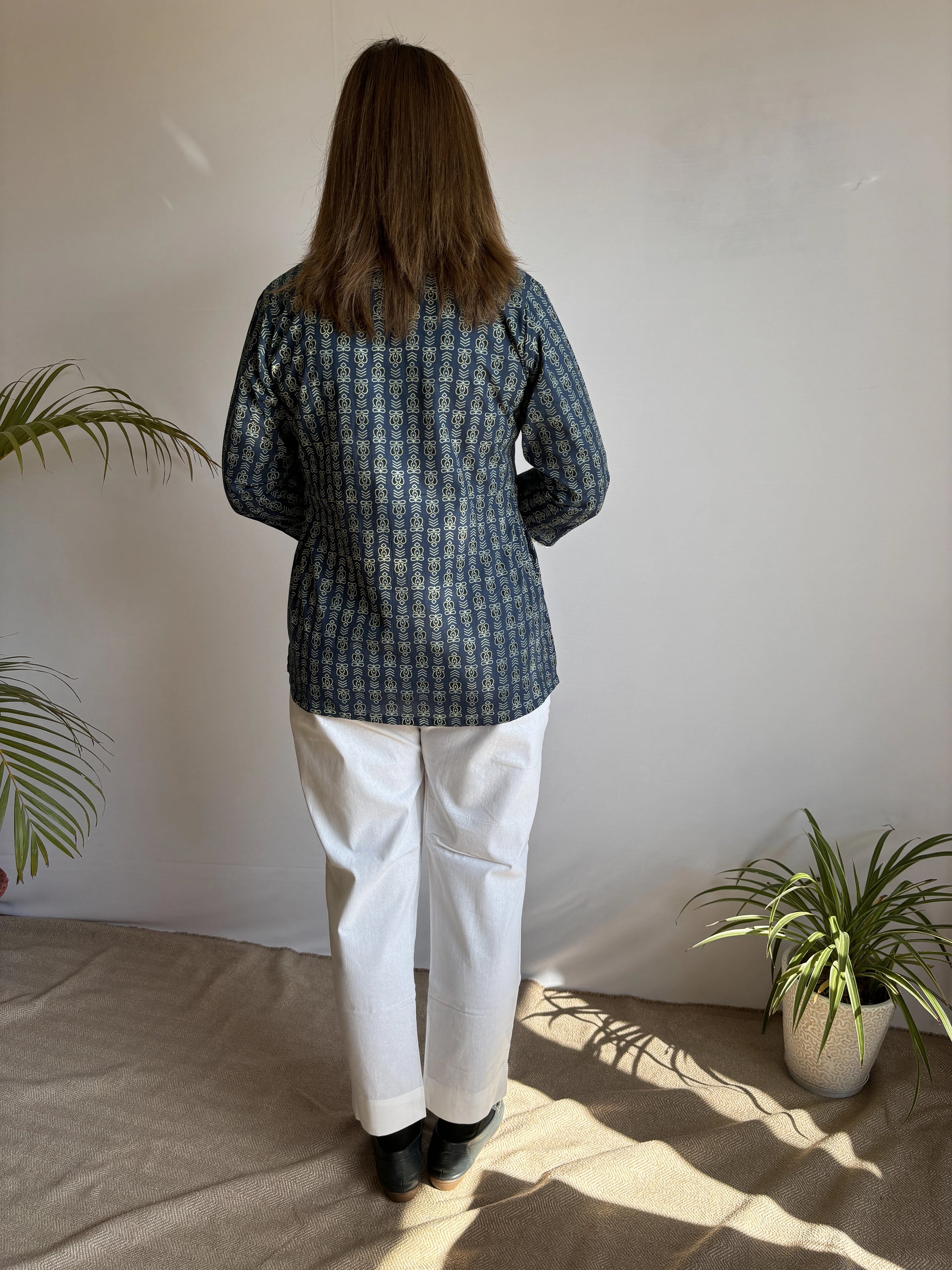 Navy Blue Yoke Kurti