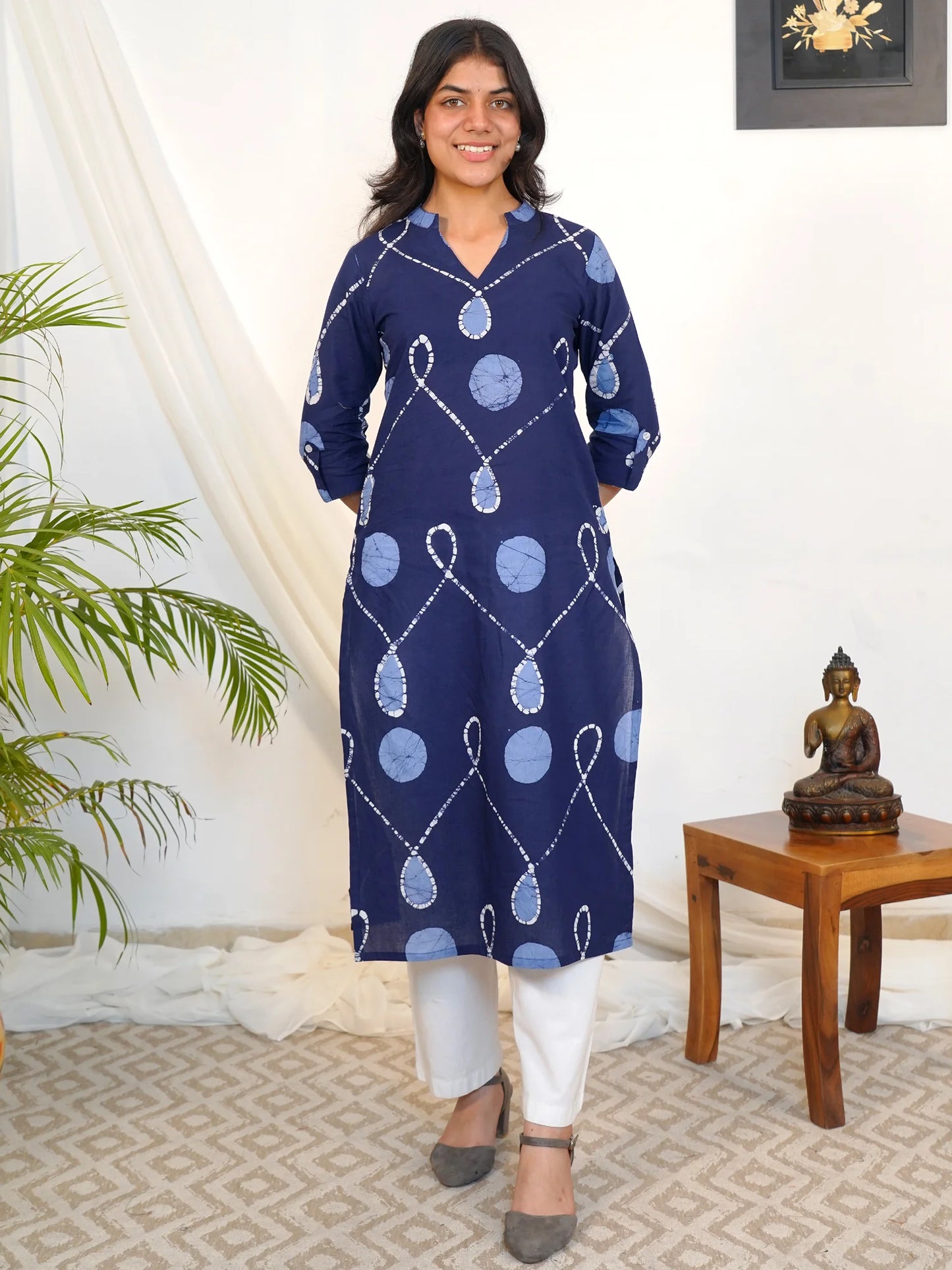 Navy Rangoli Charm COTTON Kurta