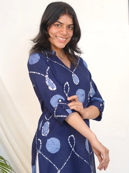 Navy Rangoli Charm COTTON Kurta
