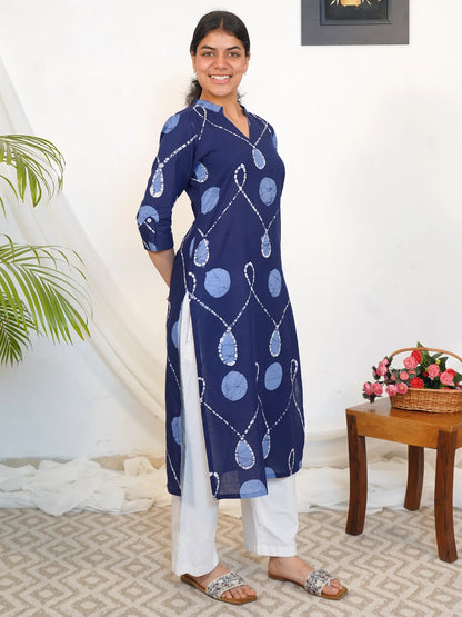 Navy Rangoli Charm COTTON Kurta