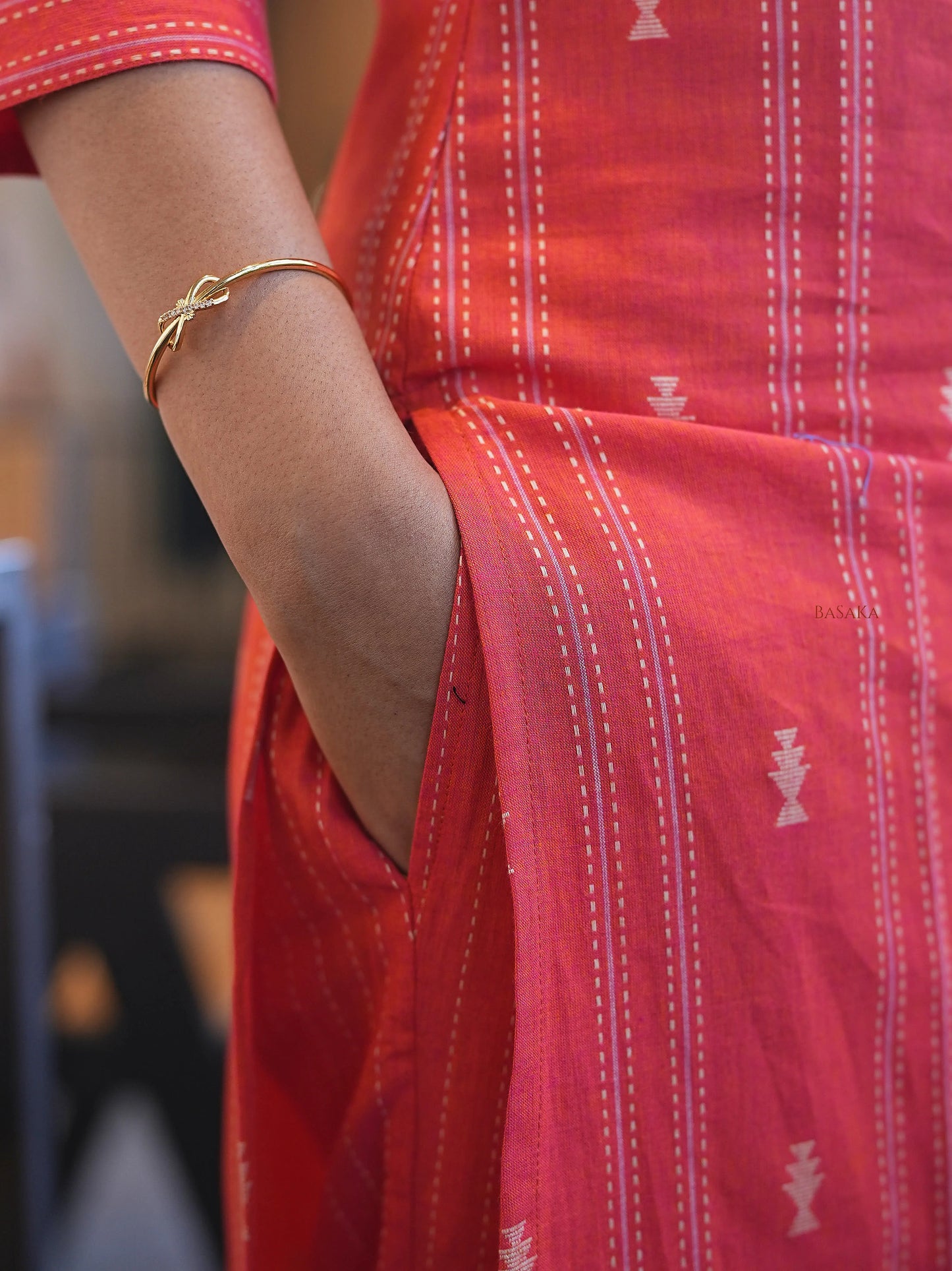 Orange Red South Cotton Kurta Set (2 Pcs.)
