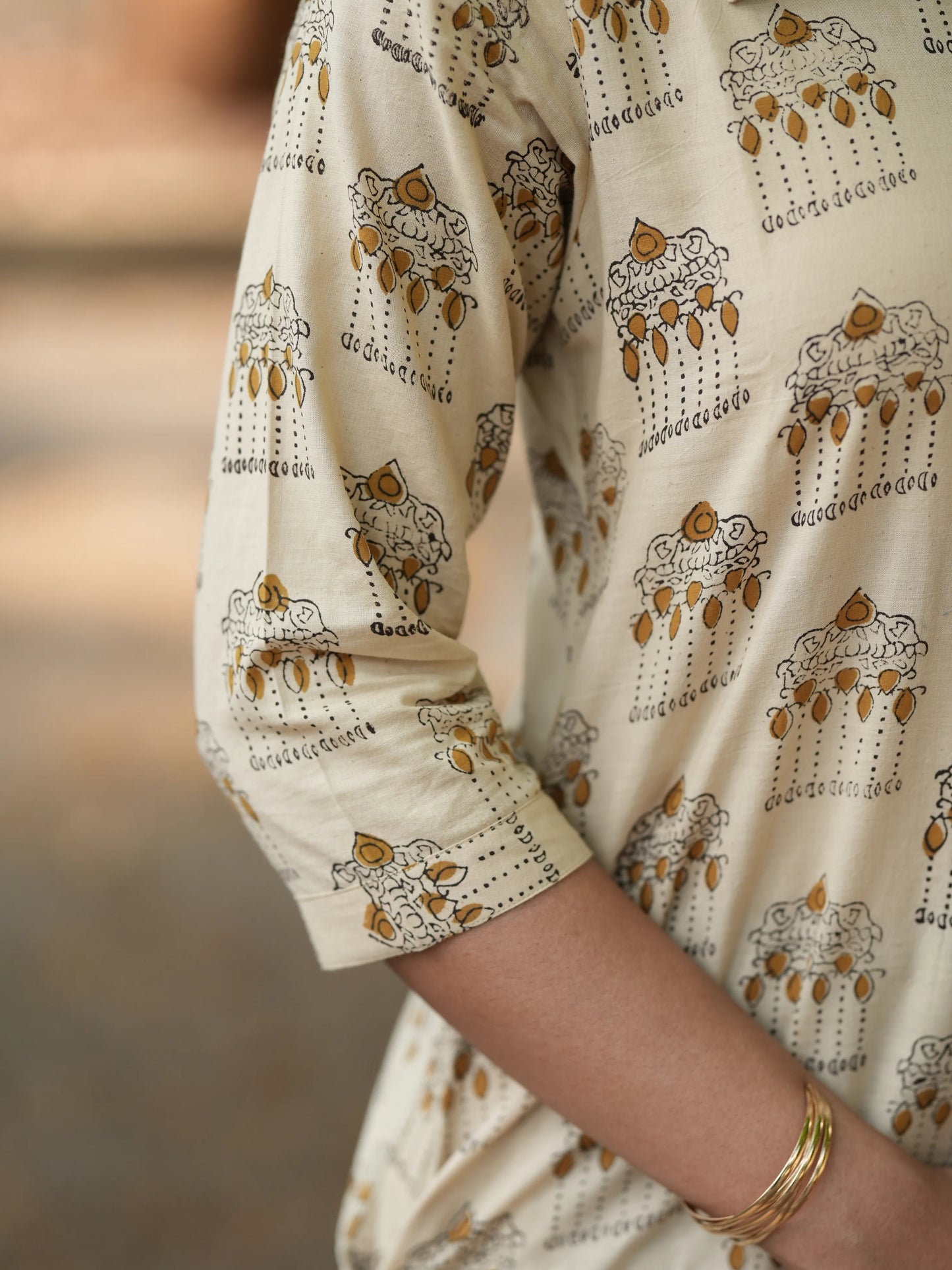 Pallakku on Sand Aline Block Printed COTTON Kurta