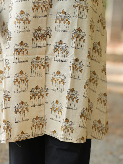 Pallakku on Sand Aline Block Printed COTTON Kurta