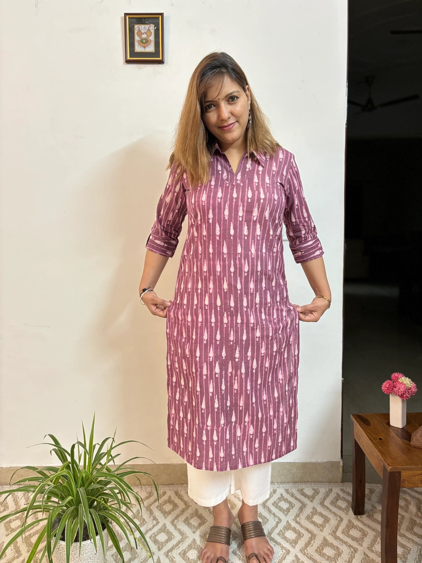 Pansy Purple Shirt Collar Kurta