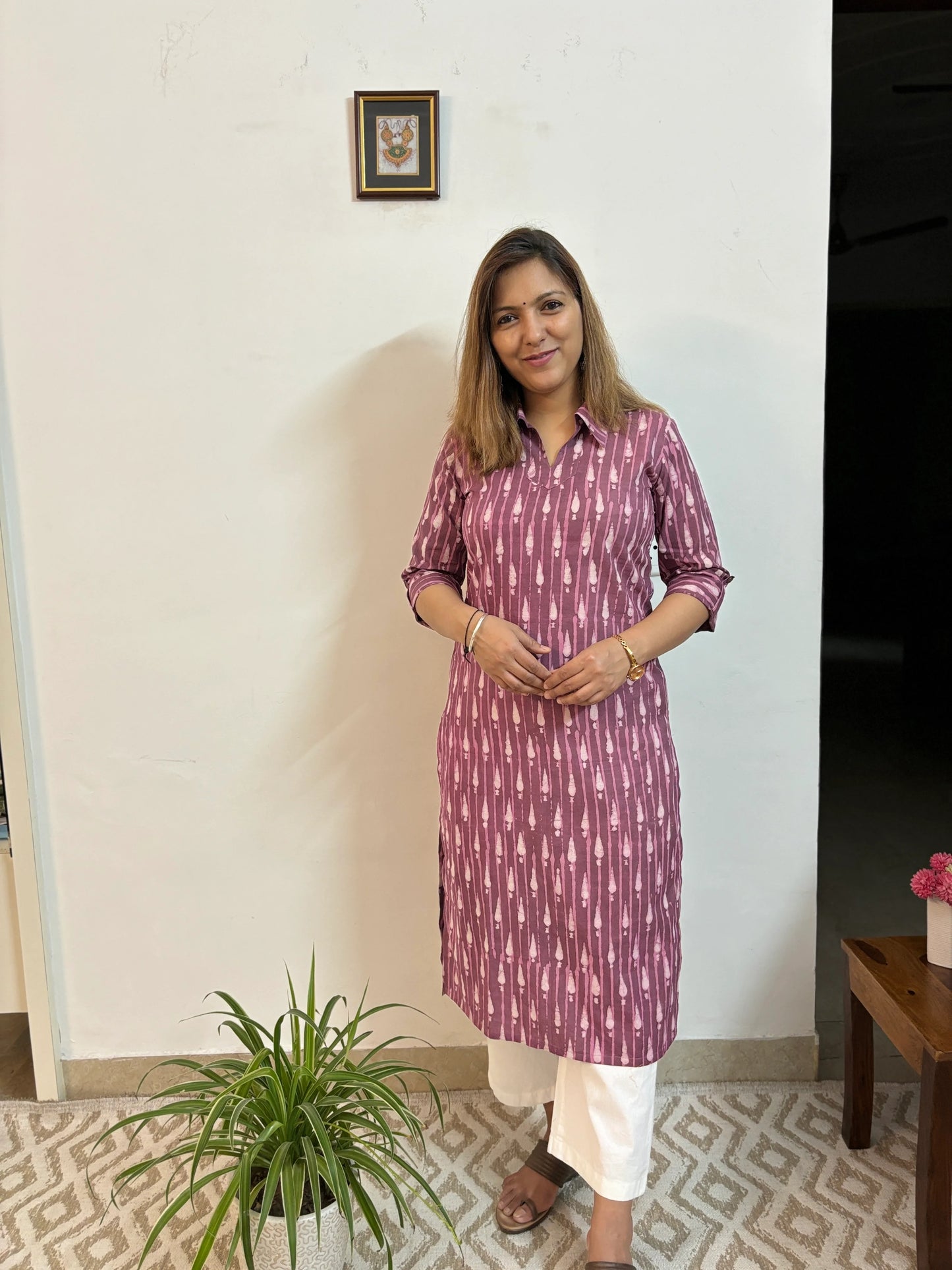 Pansy Purple Shirt Collar Kurta