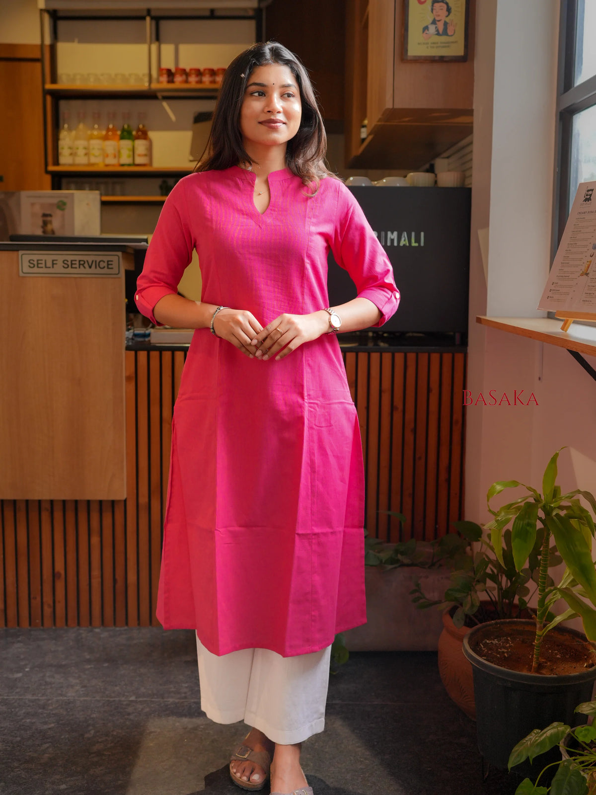 Paradise Pink A-Line Handloom South Cotton Kurta