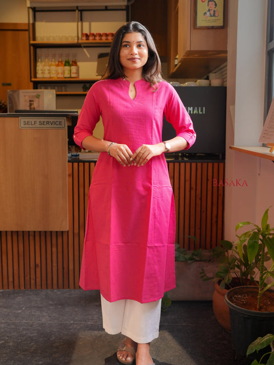 Paradise Pink A-Line Handloom South Cotton Kurta