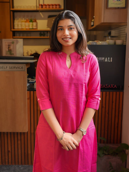 Paradise Pink A-Line Handloom South Cotton Kurta