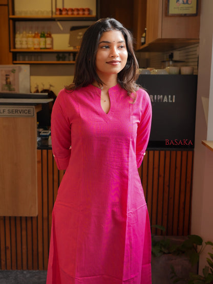 Paradise Pink A-Line Handloom South Cotton Kurta