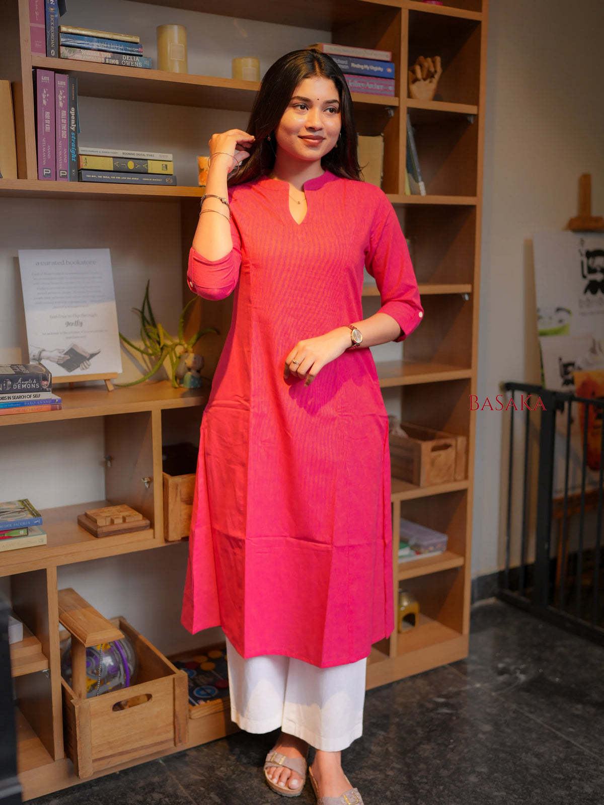 Paradise Pink A-Line Handloom South Cotton Kurta