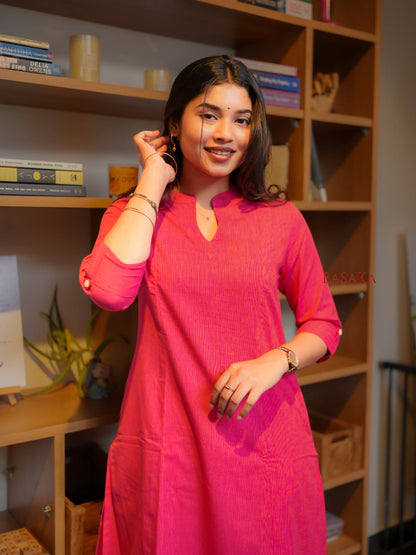 Paradise Pink A-Line Handloom South Cotton Kurta