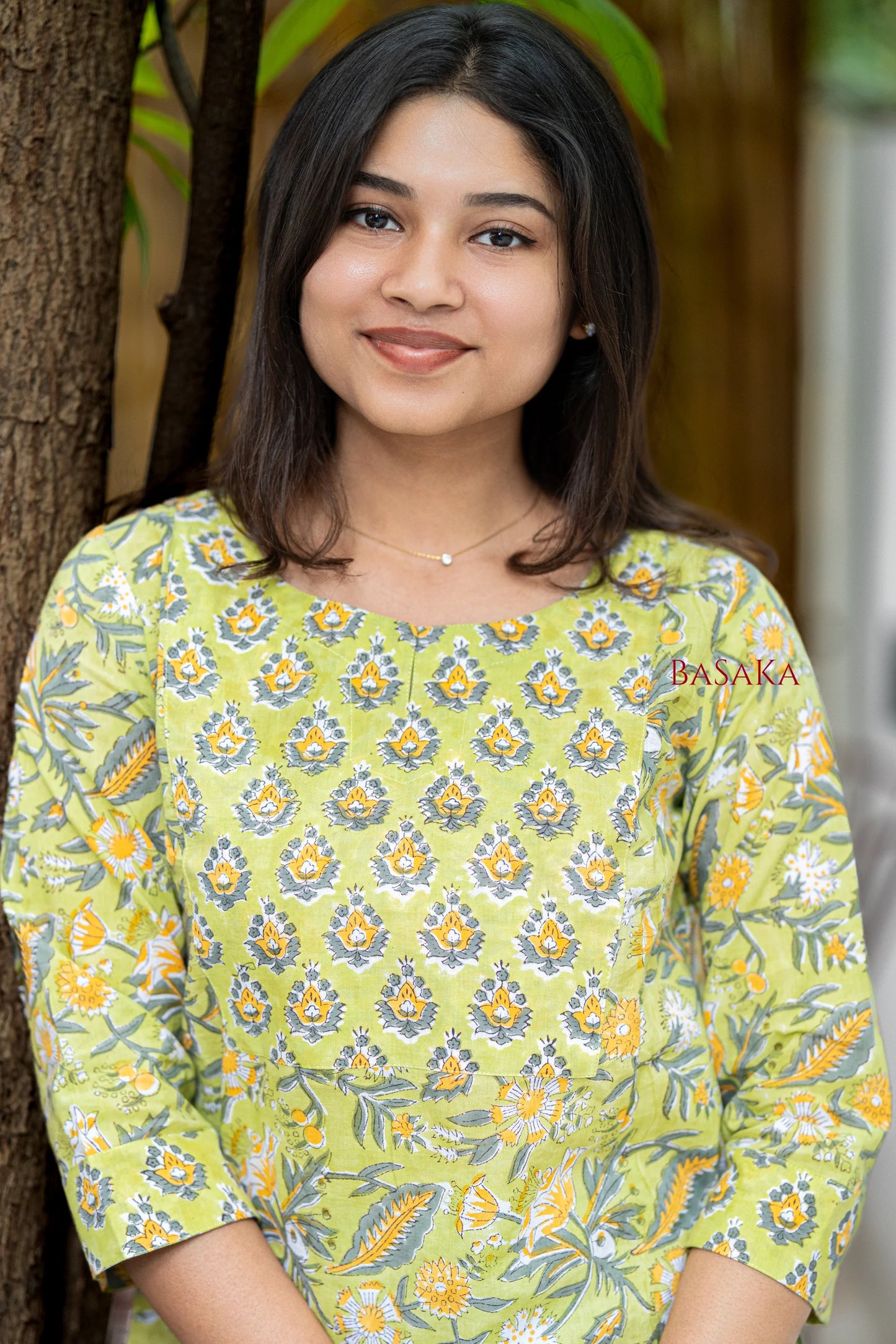 Pastel Green Block Printed Short Kurti