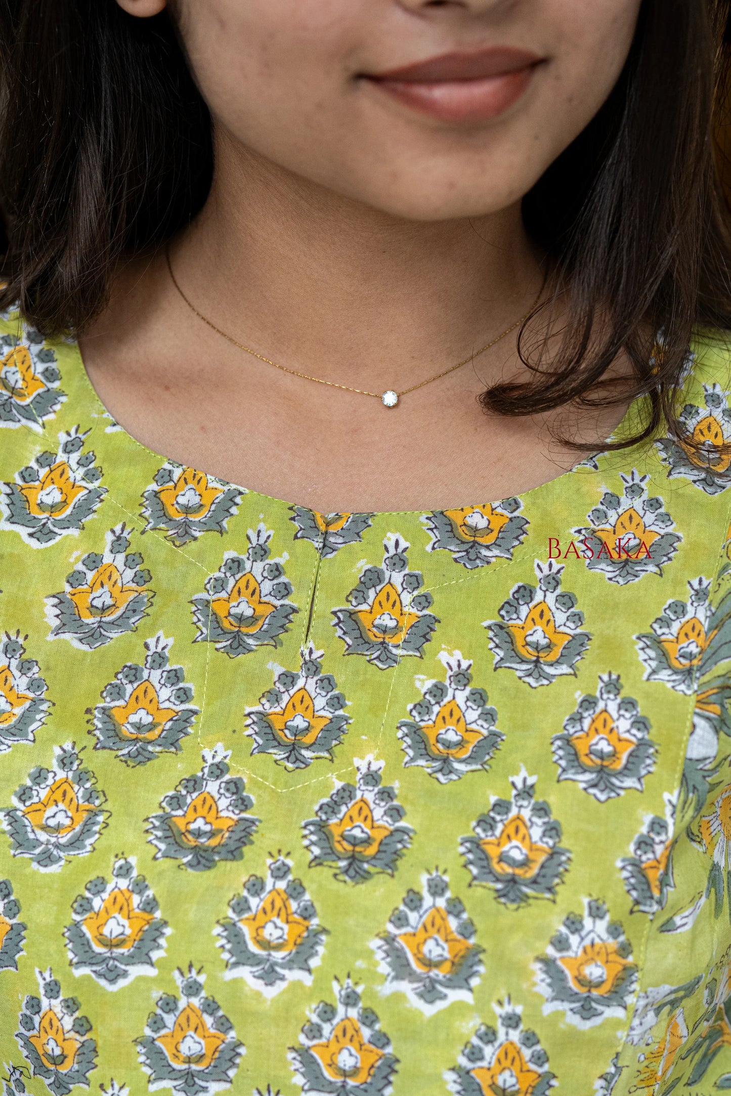 Pastel Green Block Printed Short Kurti