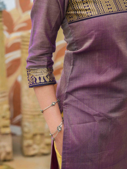 Pearly Purple Handloom Kurta and Duppata Set with lining