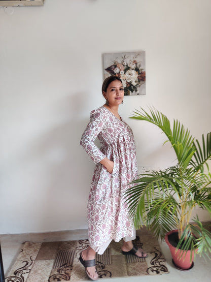 Pink Floral Alia Cut Kurta & Pant Set