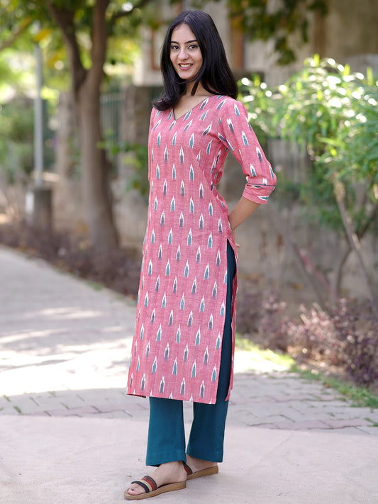 Pink Paradise IKKAT Handloom Cotton Kurta