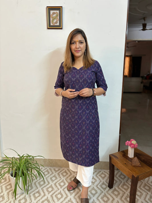 Purple Ikkat Handloom Cotton Kurta