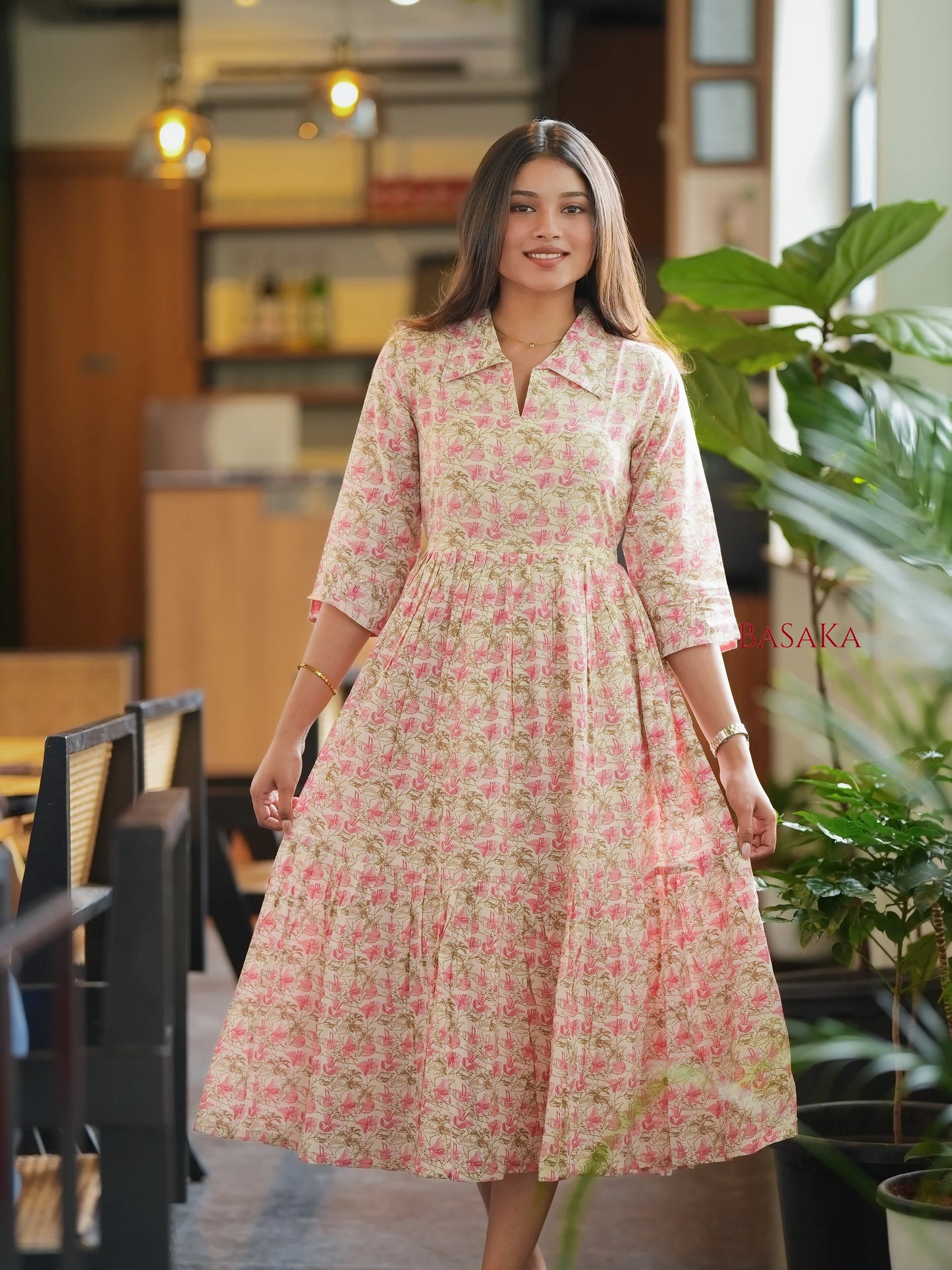 Rosewood Blossom COTTON Tiered Dress