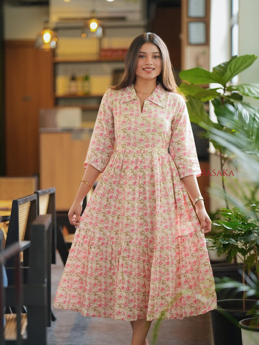 Rosewood Blossom COTTON Tiered Dress