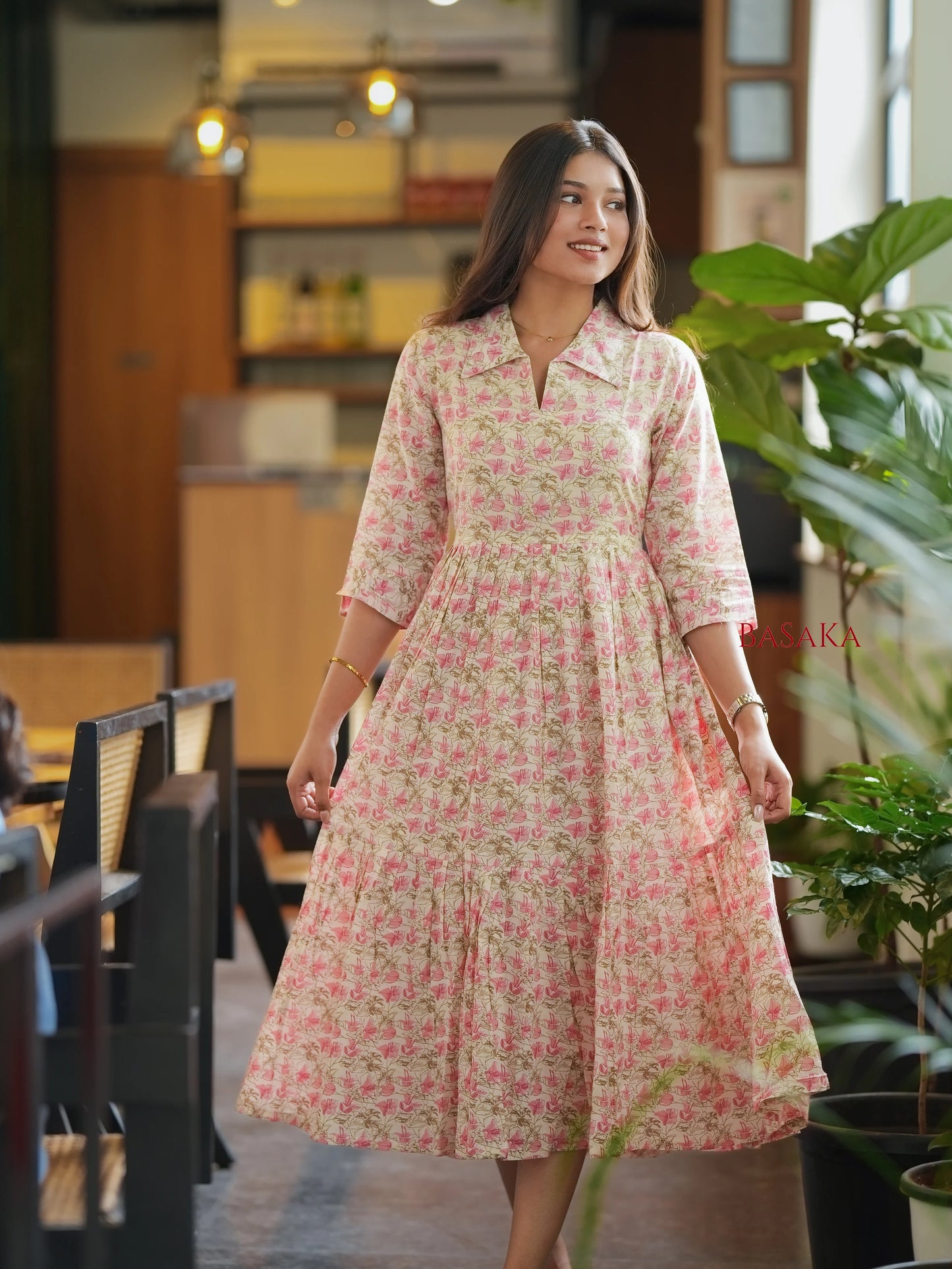 Rosewood Blossom COTTON Tiered Dress