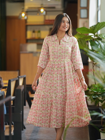 Rosewood Blossom COTTON Tiered Dress