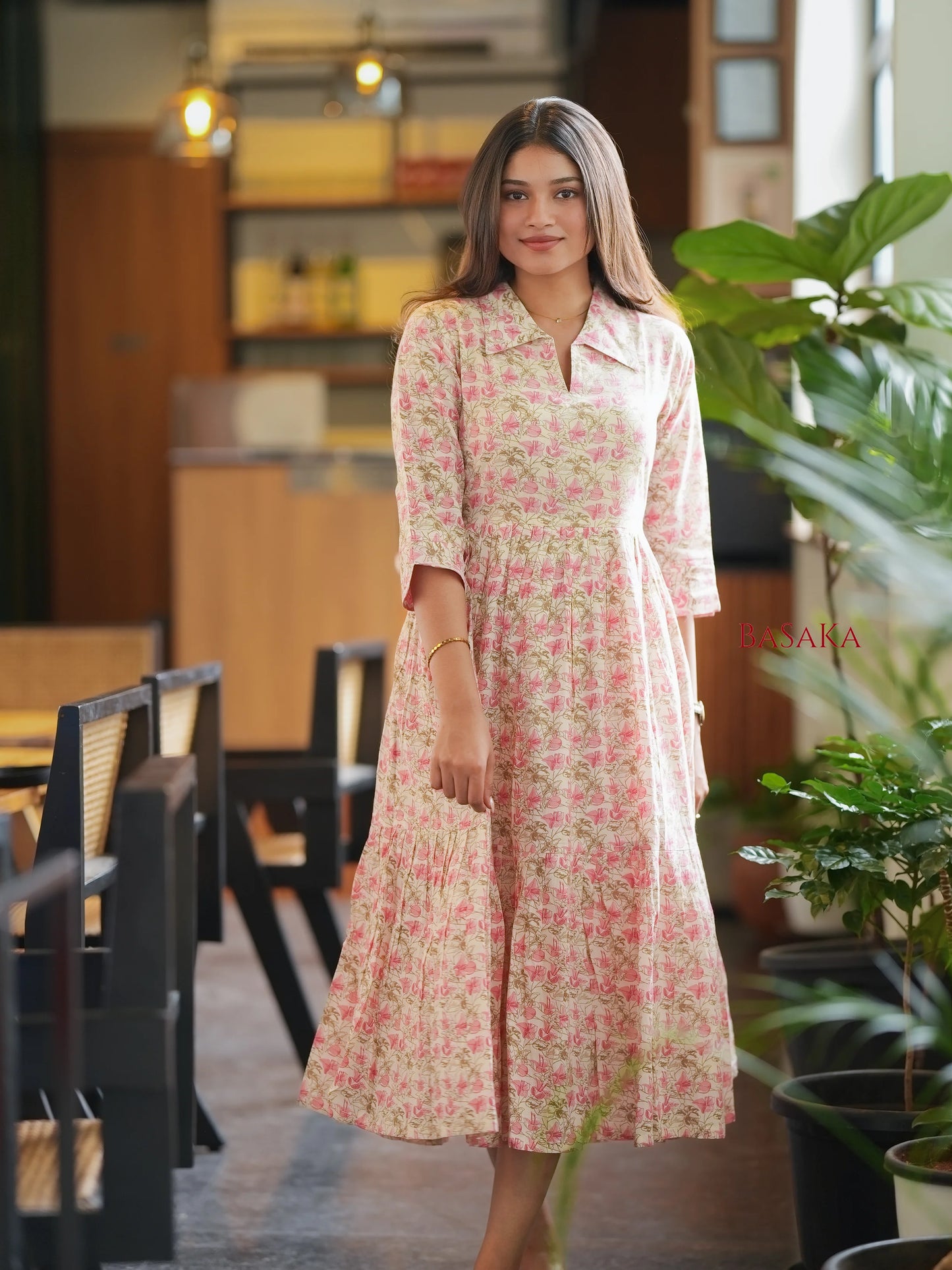 Rosewood Blossom COTTON Tiered Dress