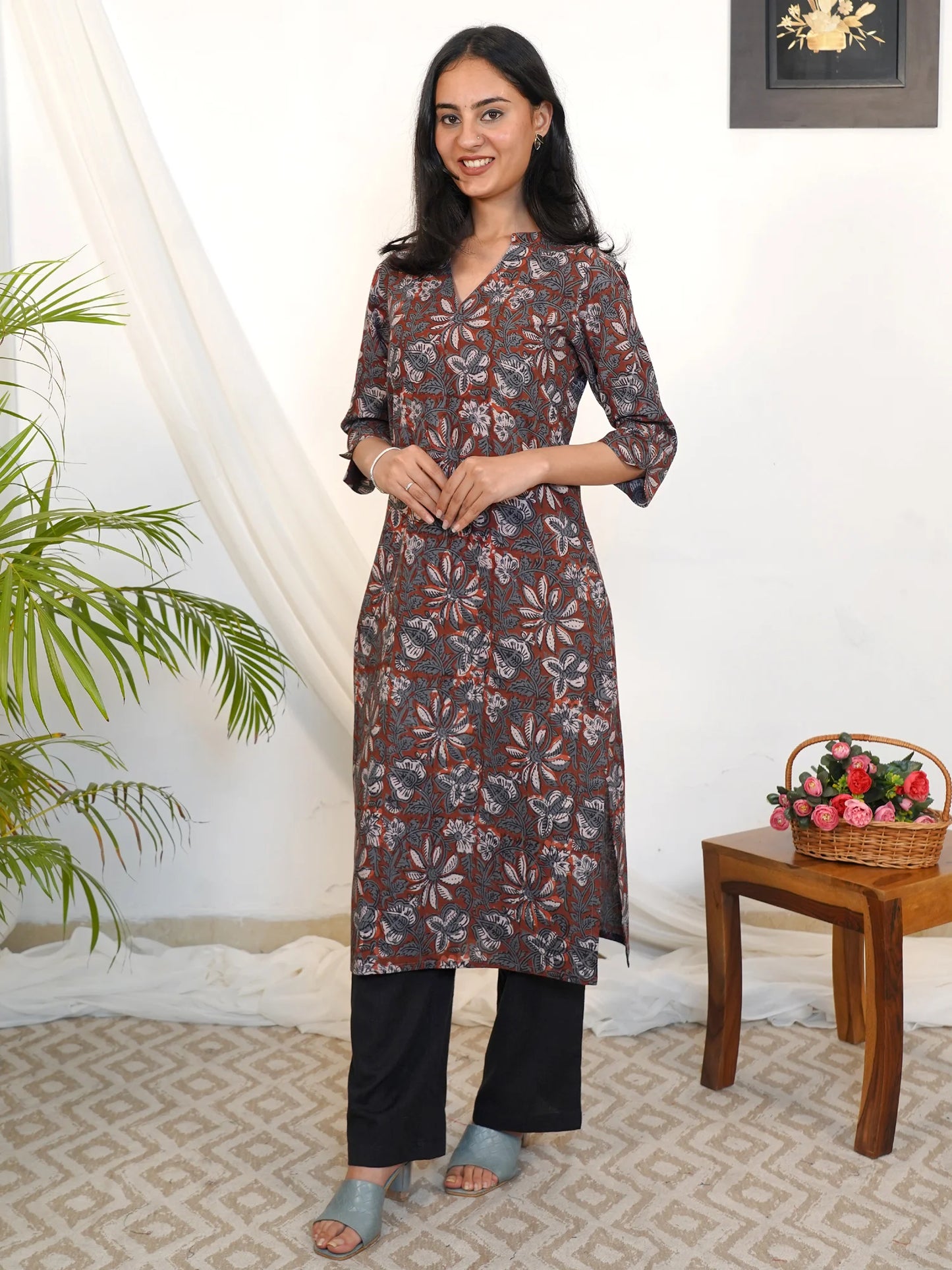 Rustic Bloom Block Printed COTTON Kurta